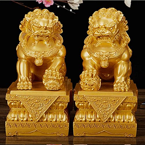 Statues de Chiens Fu Foo résine pour briser la monotonie du jardin et du bureau - 3