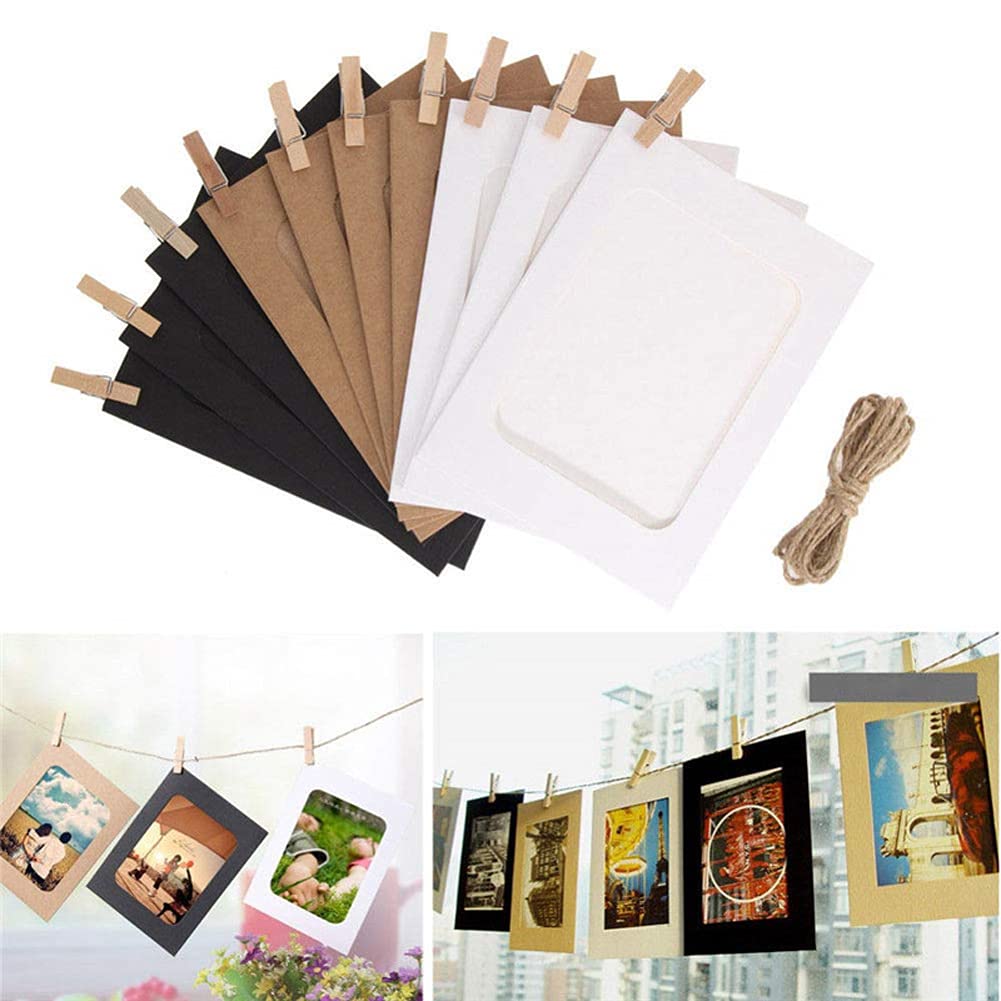 Cornici Foto In Cartone 10x15cm - Set 60 Pezzi Con Corda E Mollette Per Decorazioni Creative
