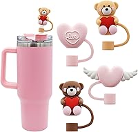 Vista 11 de Stanley Cup - Cubrepopote de corazón compatible con vaso de 30 y 40 onzas, punta de popote de 0.394 in, regalos divertidos para parejas (4 unidades)