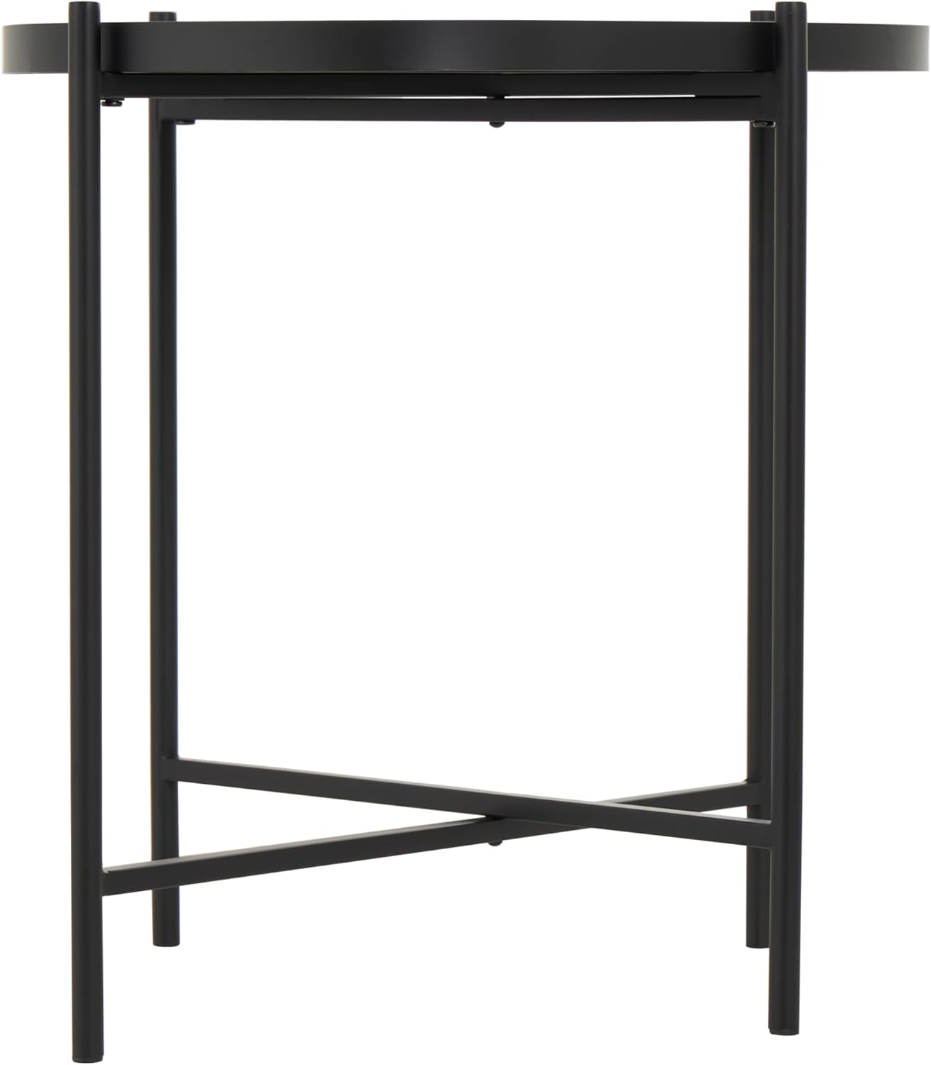 Deco 79 Metal Side End Accent Table Abstract Wavy End Table with X-Shaped Base, Side Table 19" x 19" x 21", Black