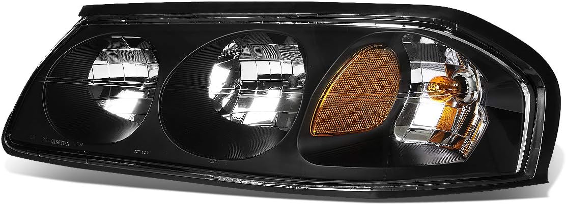 Auto Dynasty GM2502201 Factory Style Halogen Headlight Assembly Compatible with Chevy Impala 2000 2001 2002 2003 2004 2005, Driver Left Side, Black Housing Amber Corner