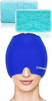 ZNOCUETOD Bundle of Gel Ice Packs for Kids Adults Injuries,Pain Relief,First Aid and Migraine Headache Relief Cap Hat, Head ice Pack Wrap Cooling Gel Ice Beanie Cold Cap