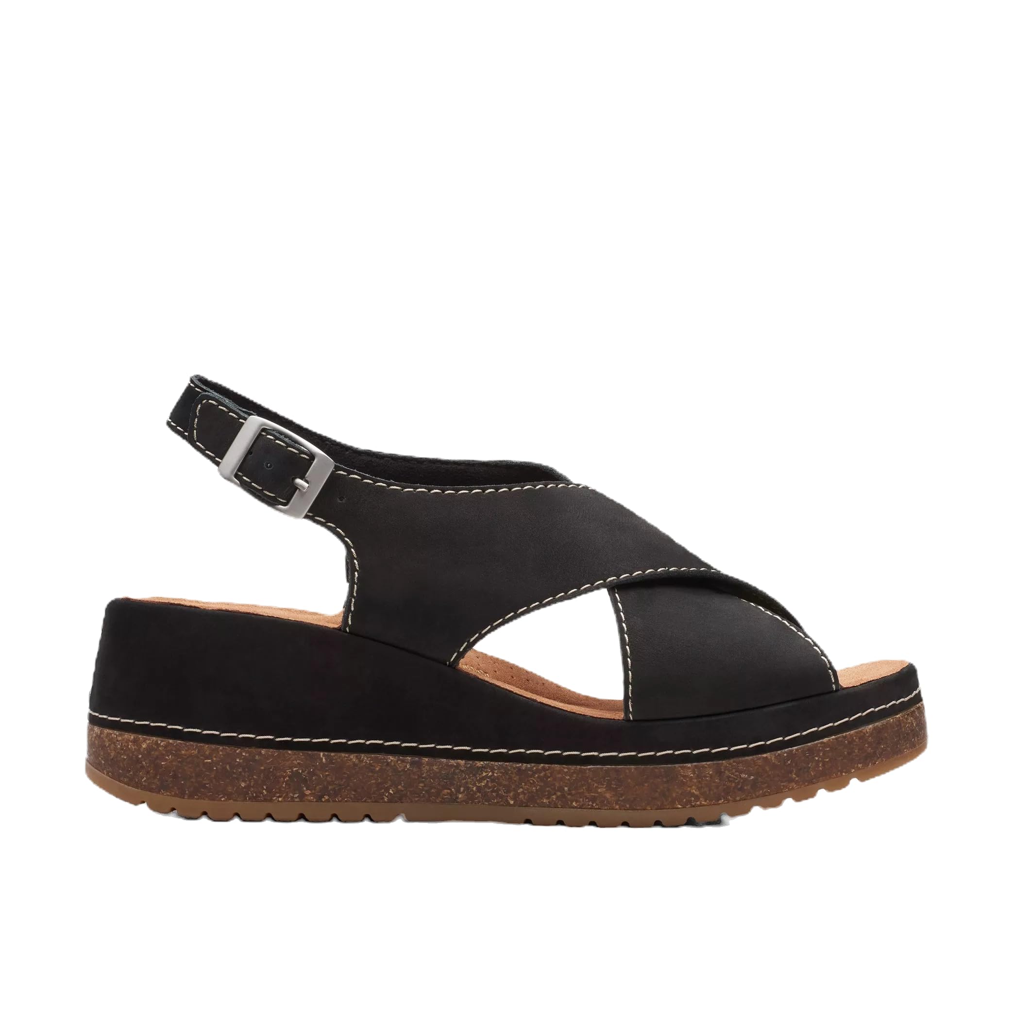 Clarks Womens Kassanda Step Sandal, Black Nubuck, 6.5 UK
