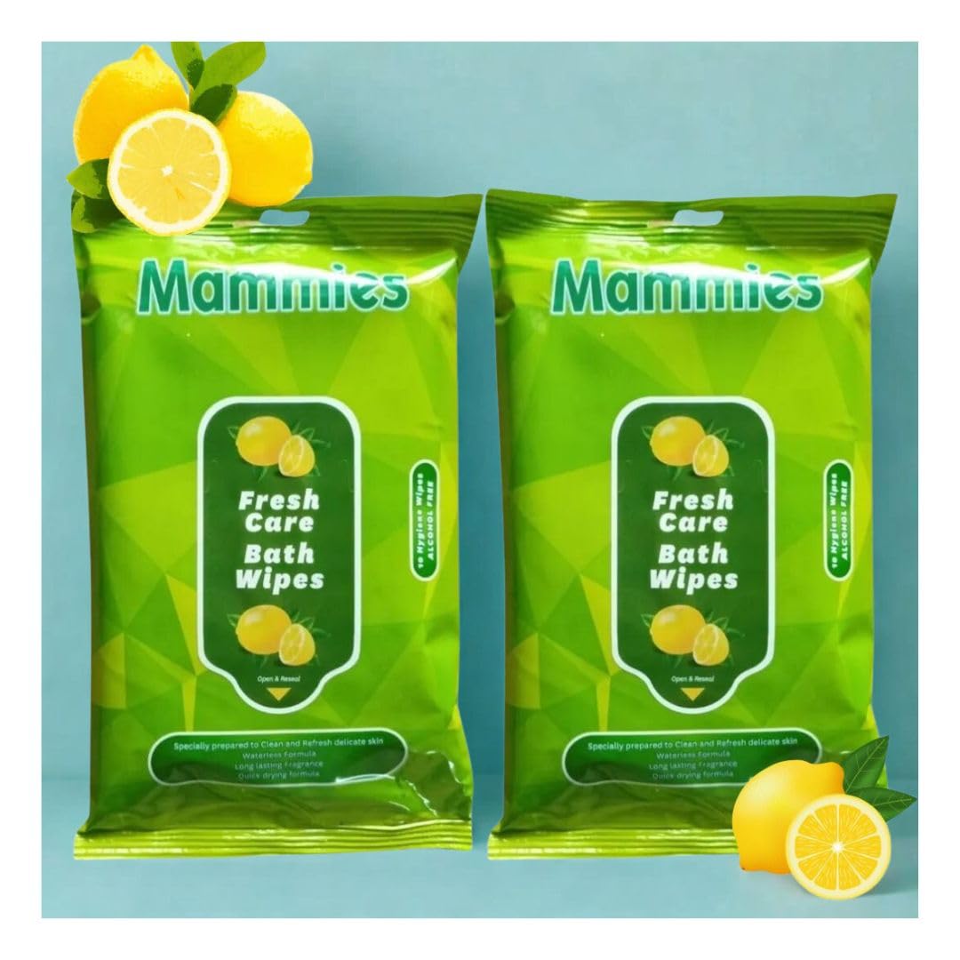 Mammies Fresh Care Adult Bath Wipes | 20 count | 10 wipes x 2 pack | Extra Large Wipes | Alcohol and Paraben free wipes | Refreshing Lemon Scent (White, Pack of 2)-image-37