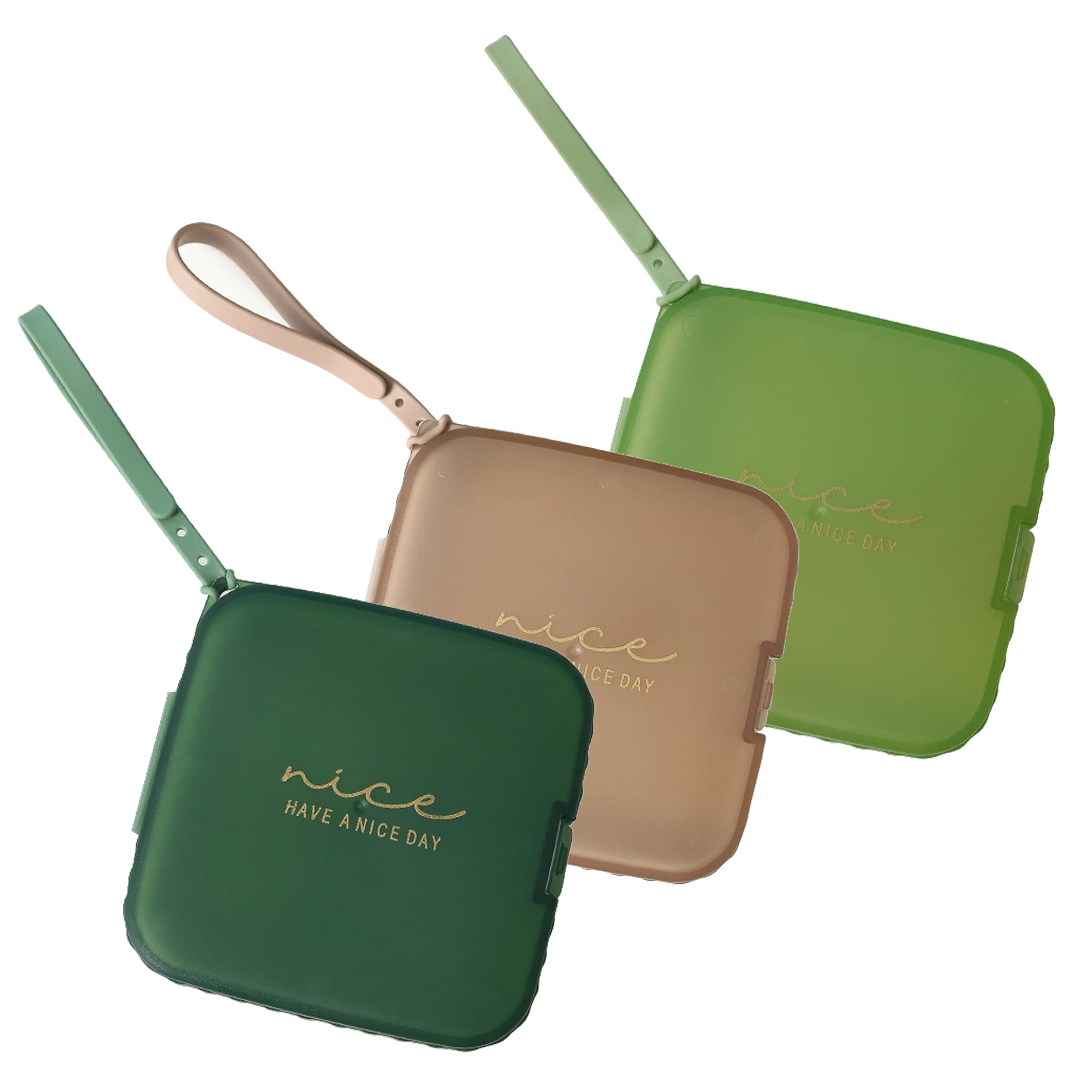 LamChyar Mask Storage Case, PP Face Covering Mask Holder with Hook, Portable Mask Storage Clip for Purse, Backpack, Handbag(3 pcs, Light Green Dark Green and Brown)