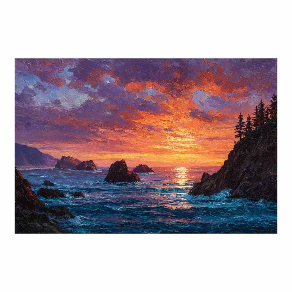 HOQIU Natural scenery wall art Coastsal Sunset Art decorative painting, wall art, for Living Room Bathroom Bedroom Kitchen Decoration.(Multicolor)-70x100cm Unframed