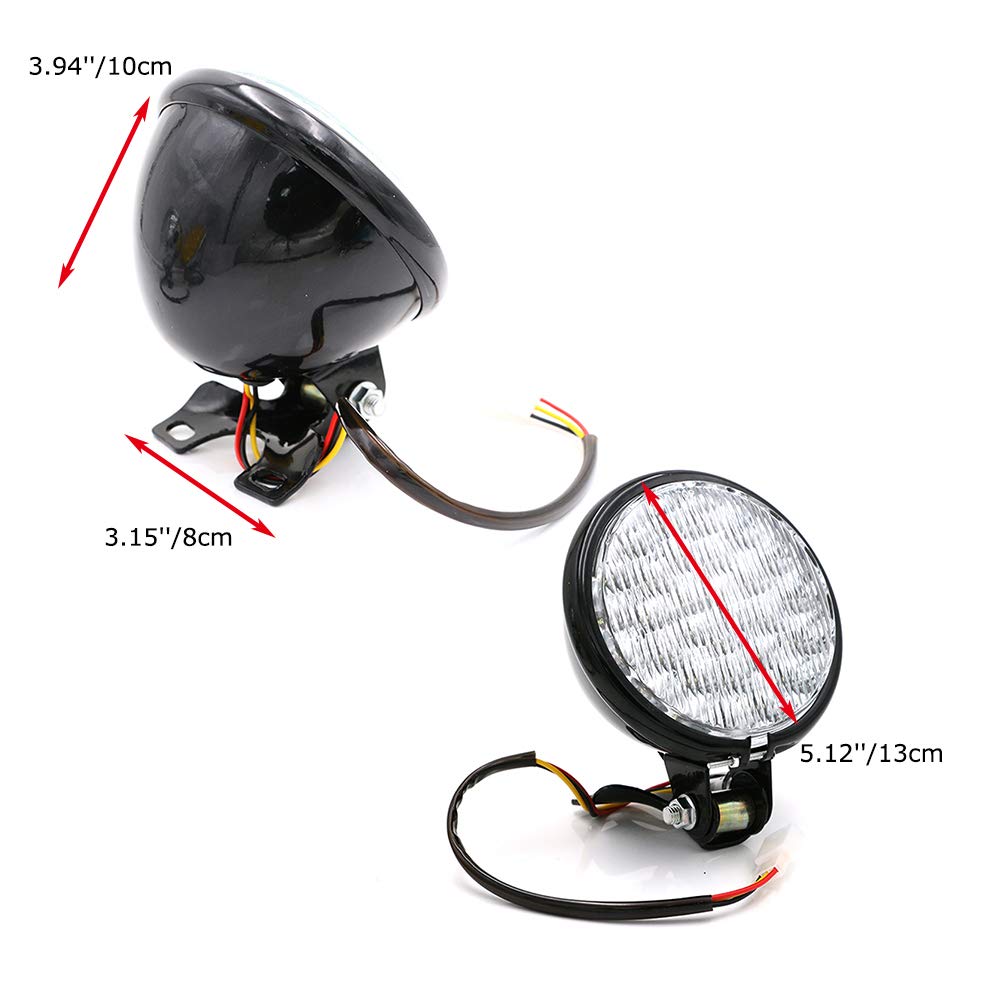 Condition photo showing New/Like New for 0012 front motorcycle led headlight vintage retro 5 inches universal for chopper bobber cruiser black