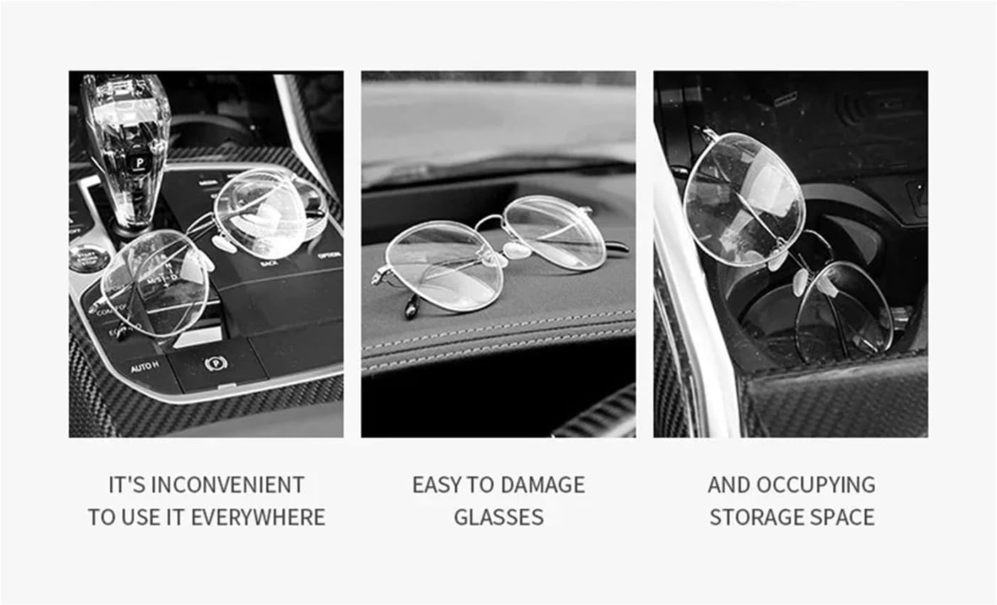 Car Sun Visor Glasses Case ABS Plush Sunglasses Holder Clip-On Eyeglass Storage Box Anti-Scratch Interior Accessory(Gray)