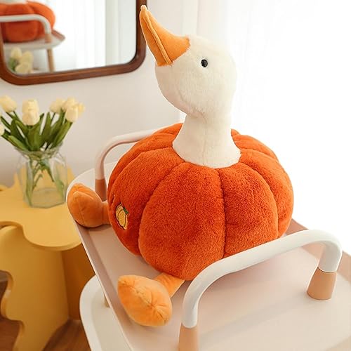 Miniatura 4 de Peluche de pato de calabaza, lindo pato de calabaza, almohada suave de pato, regalo de cumpleaños, decoración de habitación de Halloween (naranja,