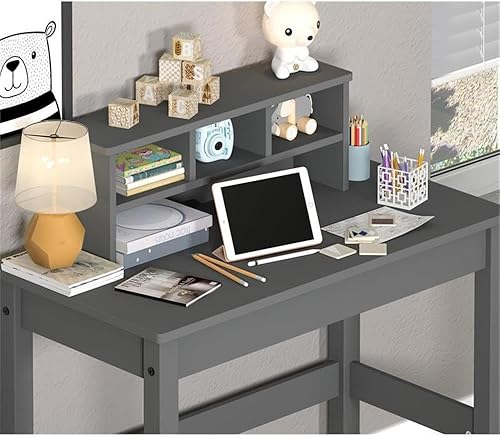 Miniatura 7 de Acme Logan - Escritorio rectangular de madera con gabinete y agujero para cables en color gris