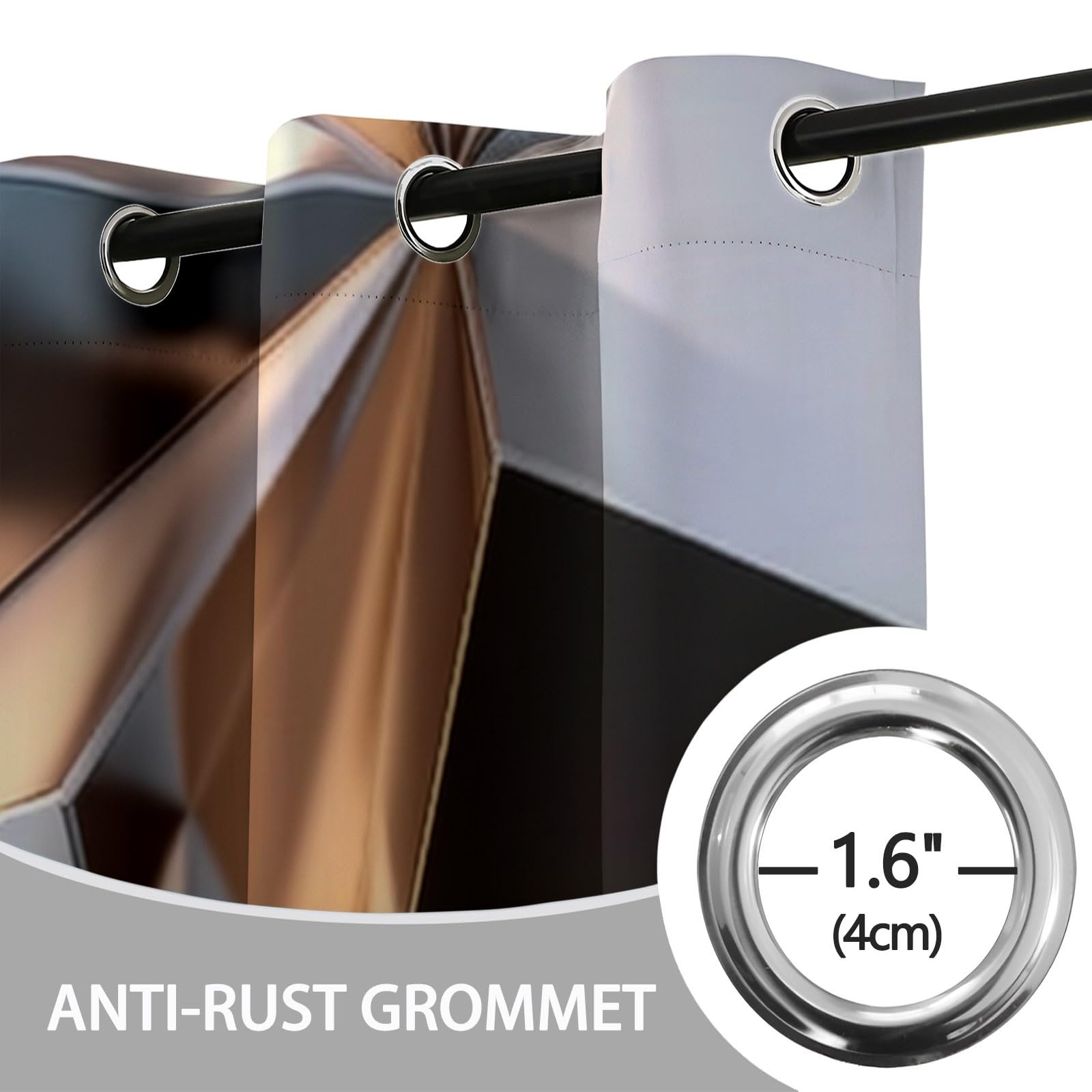 Rideaux Occultants Isolants Anti-Froid 91.5L X 160H cm (2 Panneaux), Design Luxe Moderne Géométrique, Tenture à Œillets Opaque pour Salon et Chambre, Argent Marron