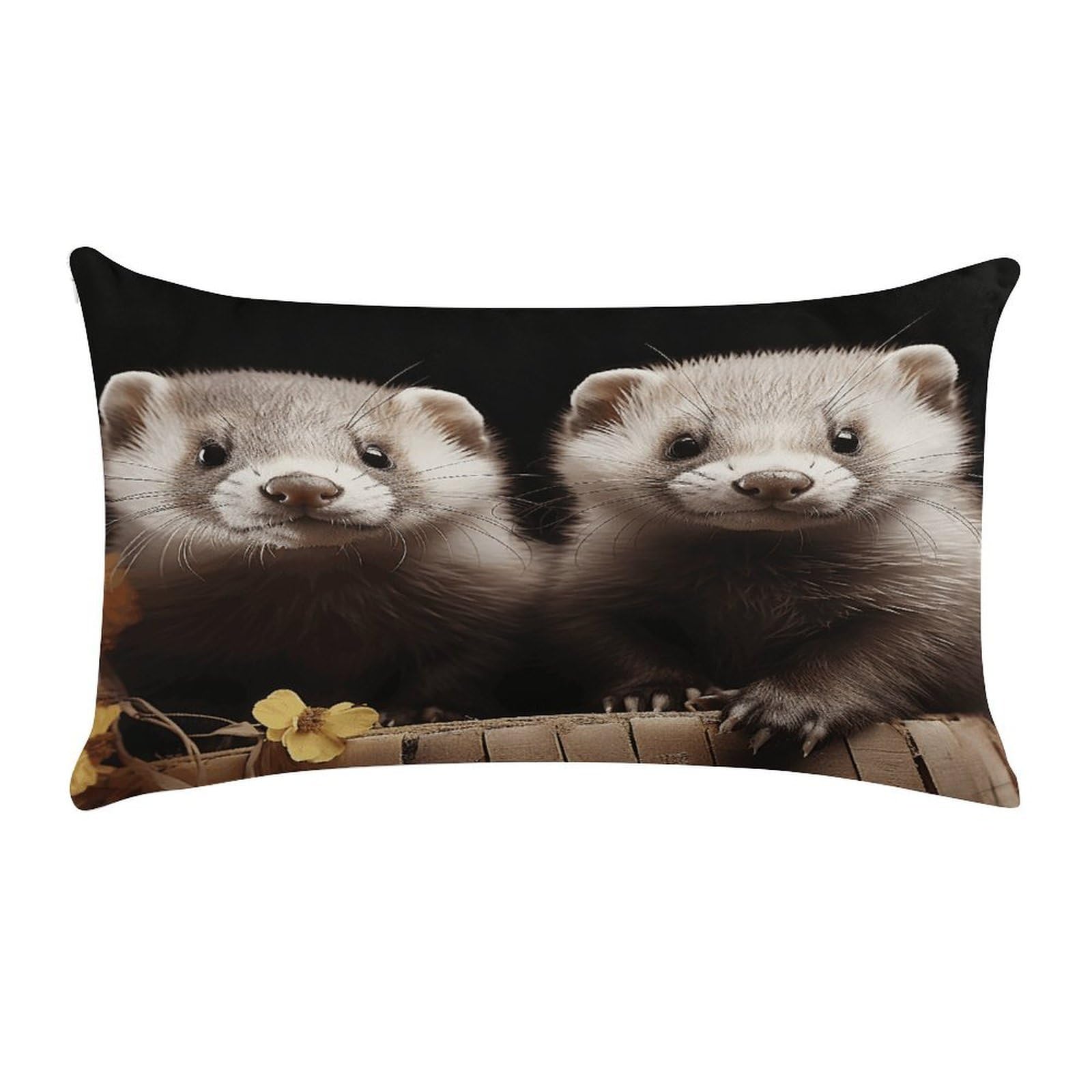 VstaDank Ferrets Throw Pillow Cover Rectangular Lumbar Throw Pillow Case Soft Farmhouse Accent Decorative Cushion Cases Short Plush Pillowcase with Zipper 12 X 20 Inch