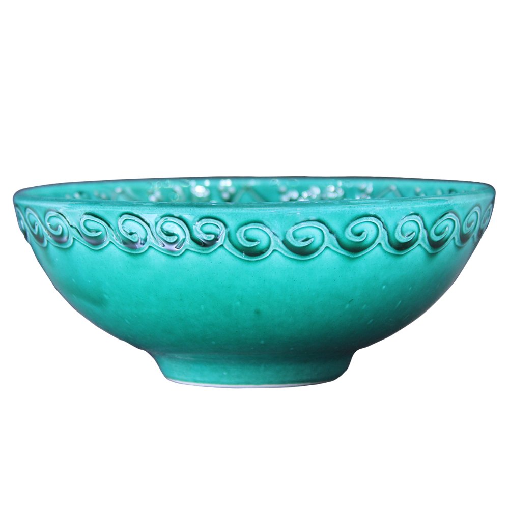 TurkCeramics by OMKAR INTERNATIONAL Firuze Bowl (15cm, Green)
