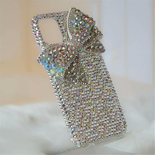 Max-ABC - Carcasa para Samsung Galaxy S20, diseño de lazo con diamantes de imitación y diamantes de imitación para mujer y niña, color blanco