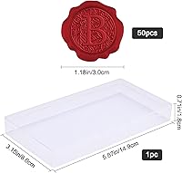 Vista 2 de CRASPIRE 50 calcomanías de sello de cera con letra B, inicial, autoadhesivas, calcomanías de cera de sobre rojo, calcomanías de cera