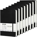 ZCZN 8 Pack Lined Journal Notebook, 5.5"x8.3", 192 Pages A5 Hardcover Notebooks for School, Work, Travel&Journaling(Black)