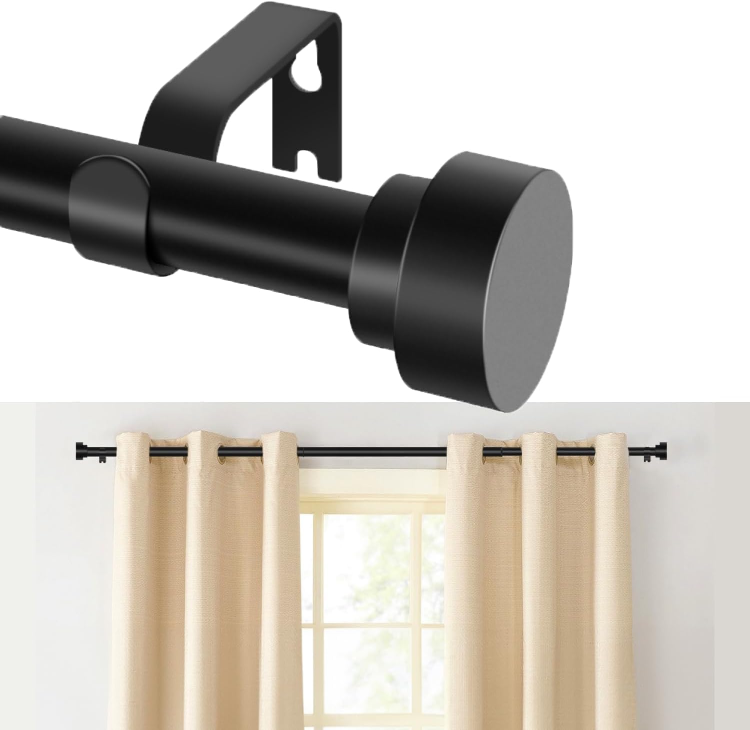 Lady Liberty Decor Modern Matte Black Curtain Rod