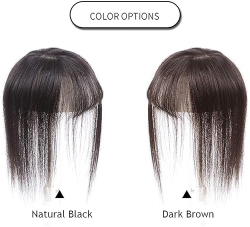 Miniatura 2 de Extensión de cabello humano liso con flequillo, 3 x 4 pulgadas, extensiones invisibles de seda para mujer, 10 pulgadas, marrón oscuro