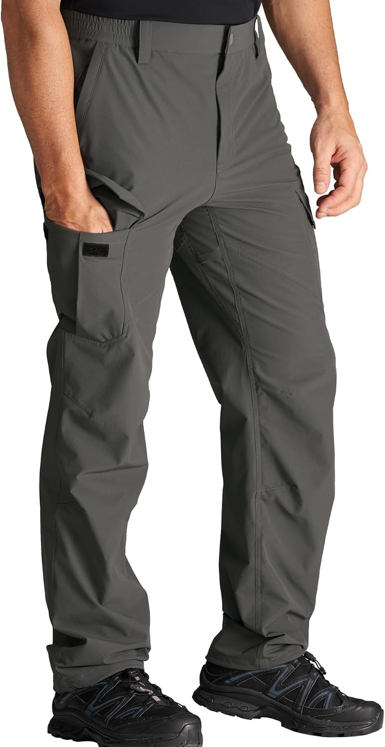 CHRONOLINE Men's Lightweight Work Pants Waterproof Quick-Dry Breathable Stretch Nylon Cargo Pants Outdoor Hiking Pants