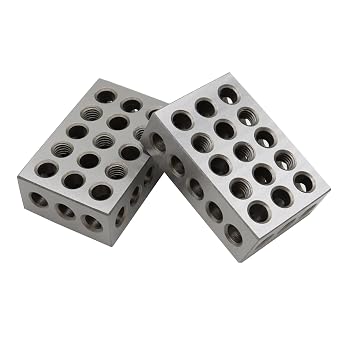 Precision Ground 1-2-3 Block Set 2 Blocks - 1"x2"x3" Tool Steel 23 Holes, Matched Pair - Size/Flatness .0003", Parallelism .0002"