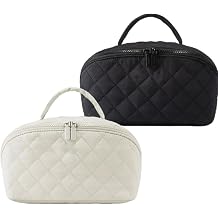 Travel Makeup Bag, Wide Open Expandable Lay-Flat Cosmetic Case, Padded Organizer for Toiletries & Brushes Large Capacity with Compartments
