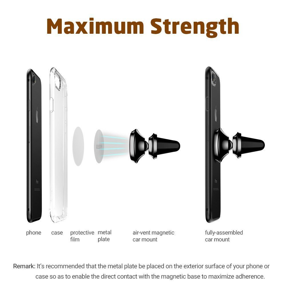 Soporte magnético para coche para iPhone X, 8 Plus, 7, 6S, 5S, Galaxy S5, S6, S7, S8, S9, Google Pixel, LG, y otros smartphones