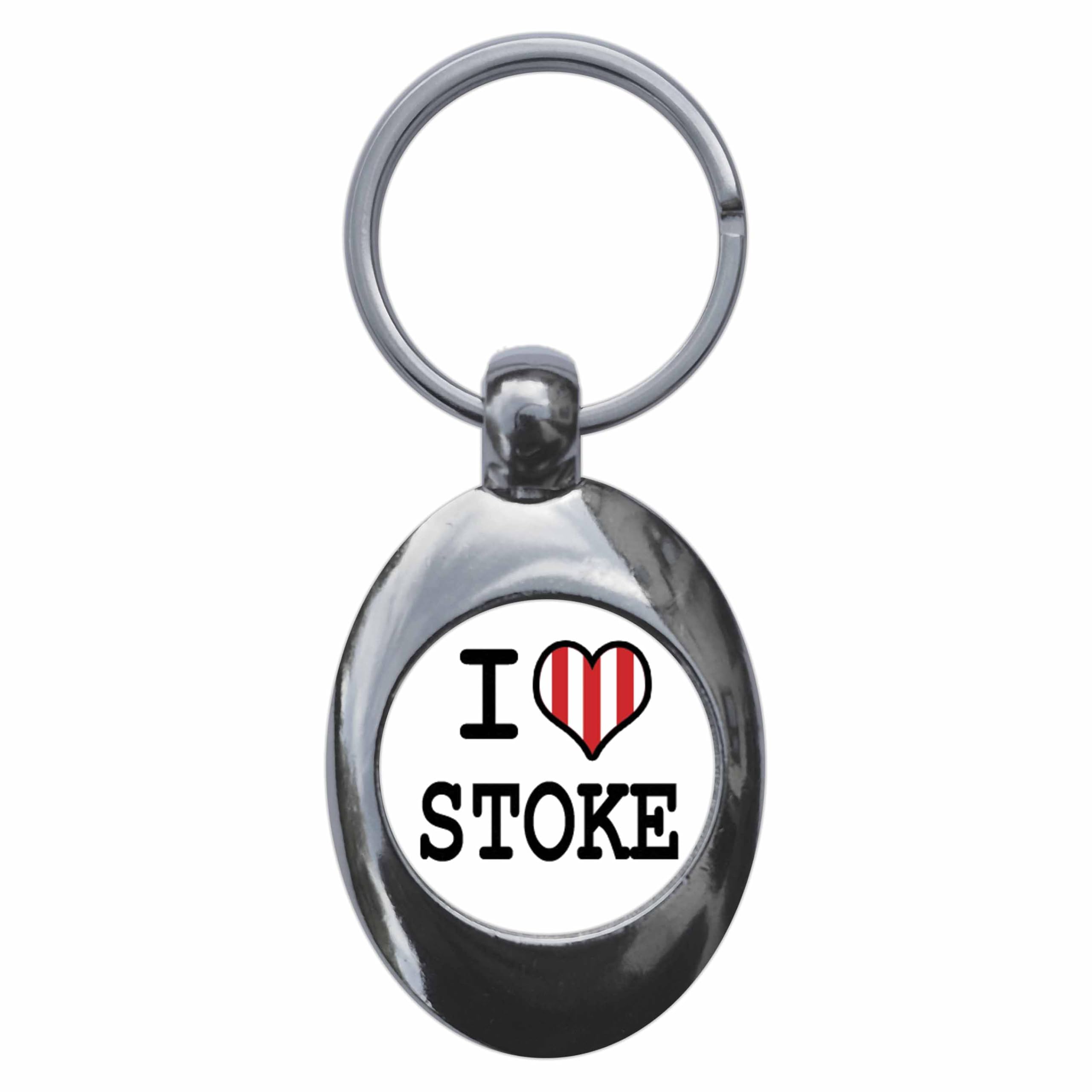 Ozorath I Heart Love Stoke Keyring Keychain Key Ring Chain With Trolley Coin