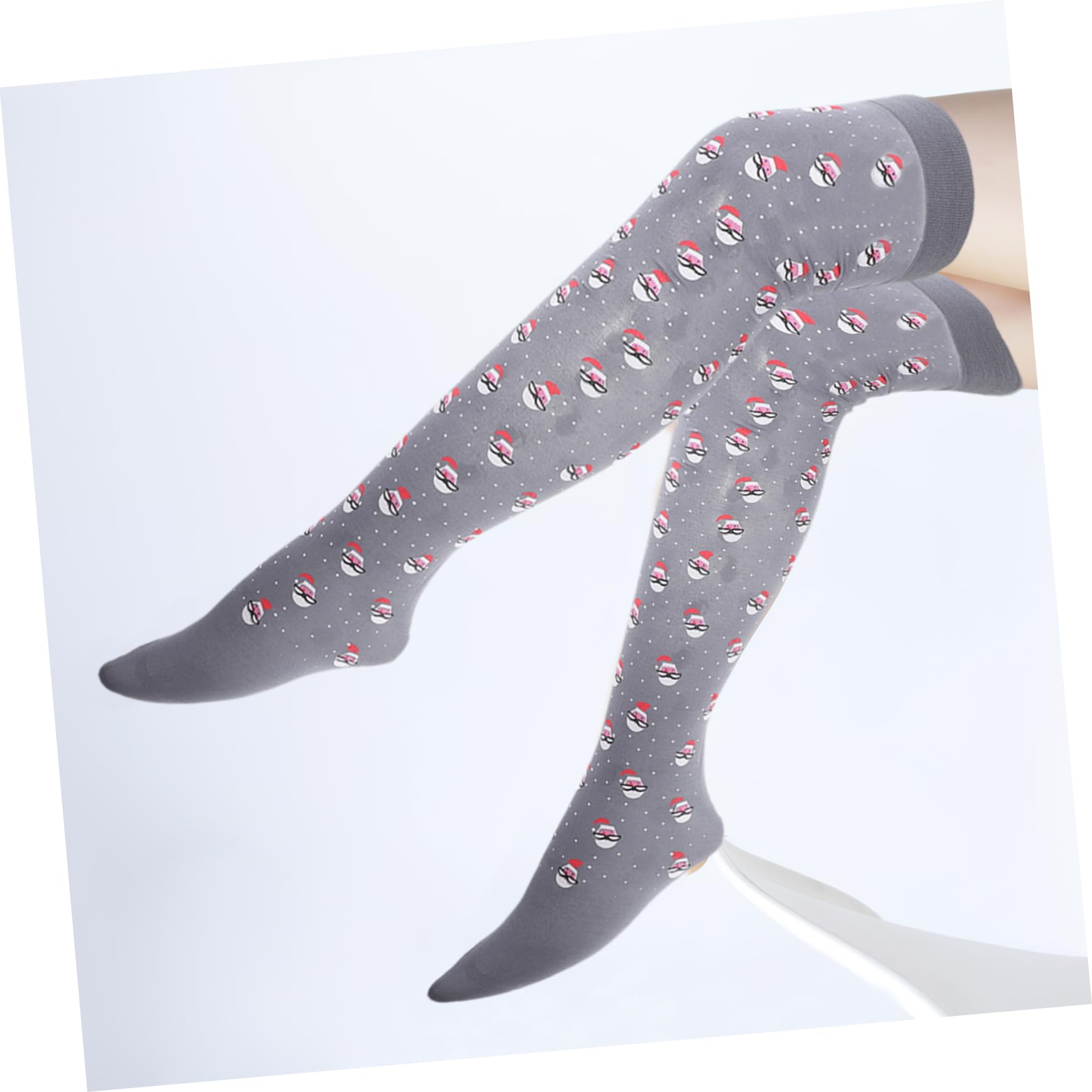 3 Paires Chaussettes de Noël Imprimées Over Knee pour Femmes Chaussettes Longues Rayées Festives Confortables et Respirantes pour Fête et Cosplay