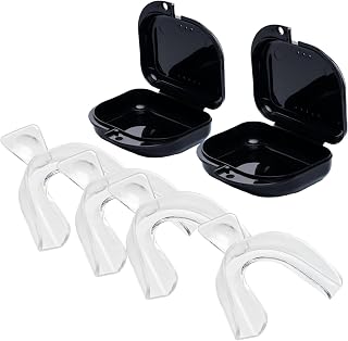 Teeth Whitening Trays Moldable 4-Pc Bleaching Trays for Teeth Whitening with 2 Slim Retainer Cases - Comfortable, Thin Design for Tooth Bleach, Compatible with Opalescence Gel Not Included
