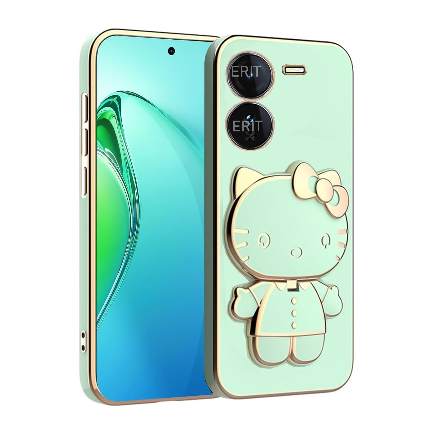 ERIT ® 3D Back Cases and Covers Compatible for Vivo IQOO Z9 5G Kitty with Stand and Mirror | Camera Protection | Anti-Slip | Folding Stand - Mint (B0D4J6ZG33) Amazon Price History, Amazon Price Tracker