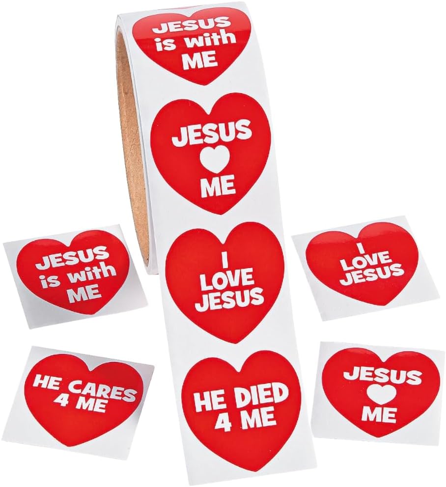 Fun Express - Jesus Loves Me Roll Sticker for Valentine's Day - Stationery - Stickers - Stickers - Roll - Valentine's Day - 1 Piece VBS 2026