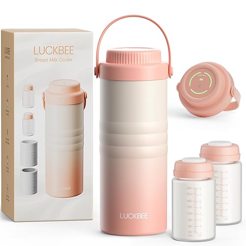 LUCKBEE 24H Portatil Refrigerador de Leche Materna con Pantalla LCD – Botella Aislada de Almacenamiento de Leche, Capacidad para 2 Botellas 16oz,