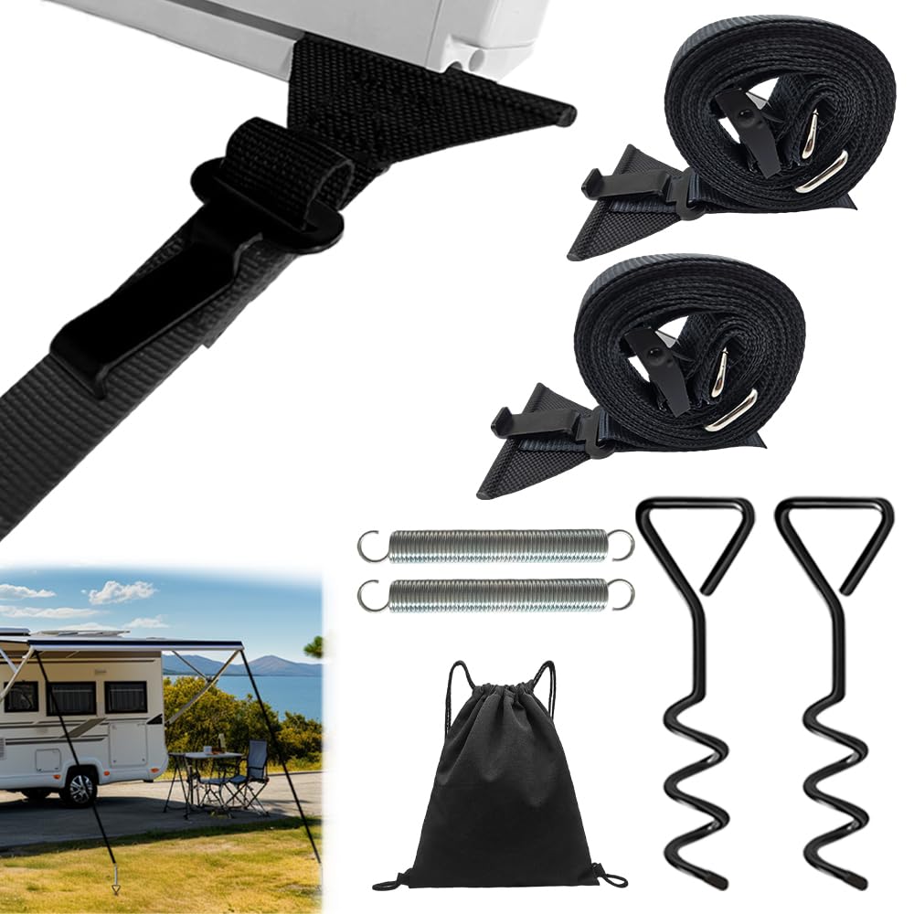 PASLFC Store tempête pour camping-car, sangle de protection contre les tempêtes, kit de fixation latérale pour la plupart des camping-cars et caravanes