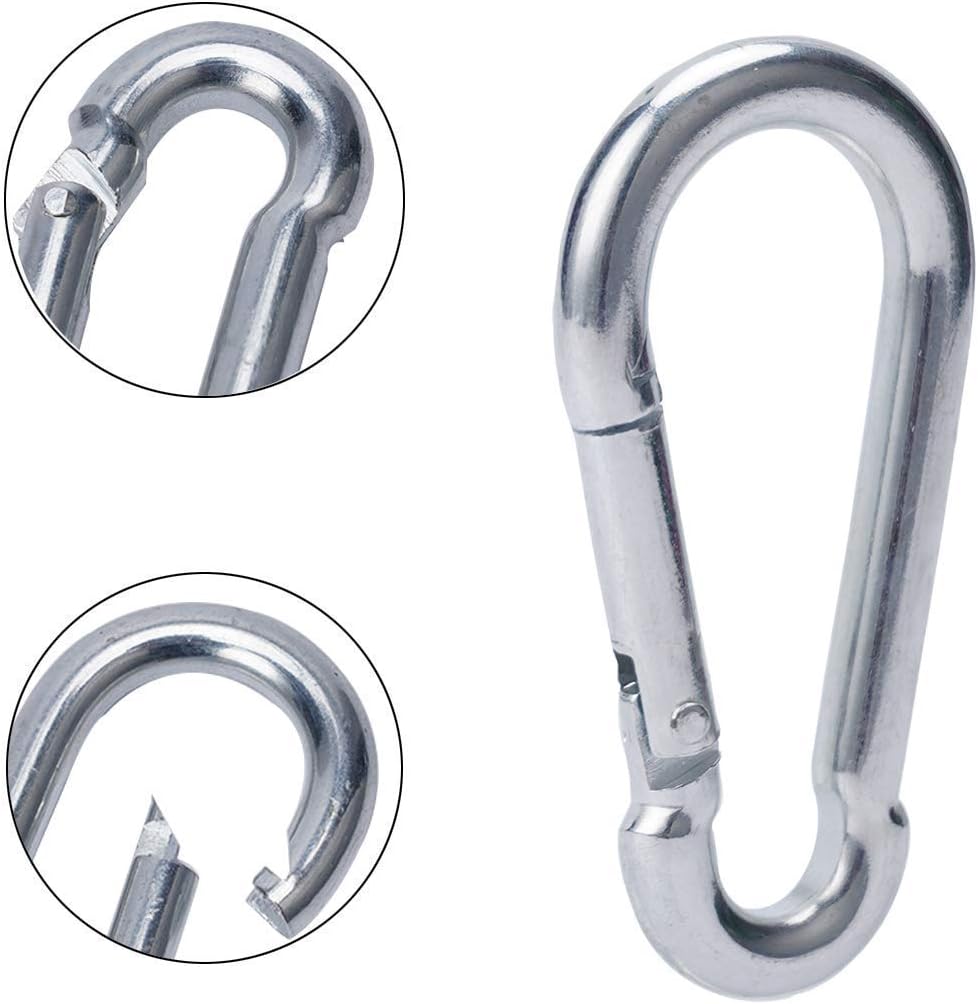 Carabiner 3 Inch Spring Snap Hook Heavy Duty Steel Carabiner Clip 12pcs 8x80mm for Hammock Swing Fitness Camping Hiking - Image 3
