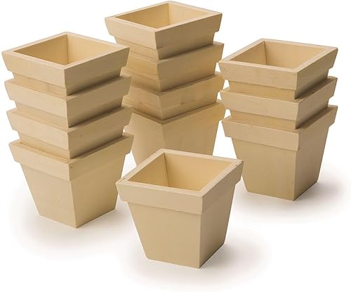 S & S dans le monde entier Cf-13247 Preassembled Pots de bois (lot de 12)