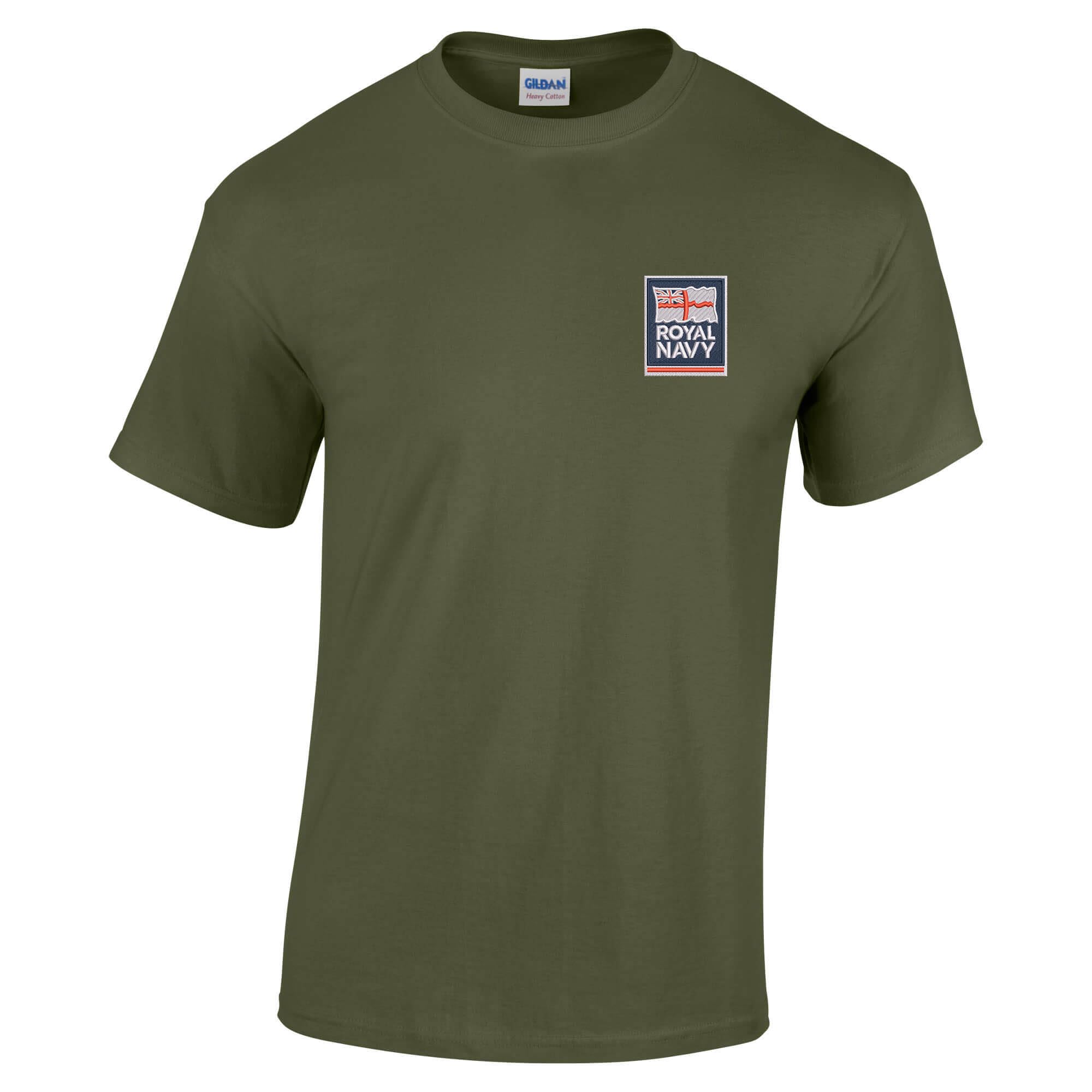 The Military Store Men's Military Green Royal Navy Embroidered T-Shirt, 5X Large