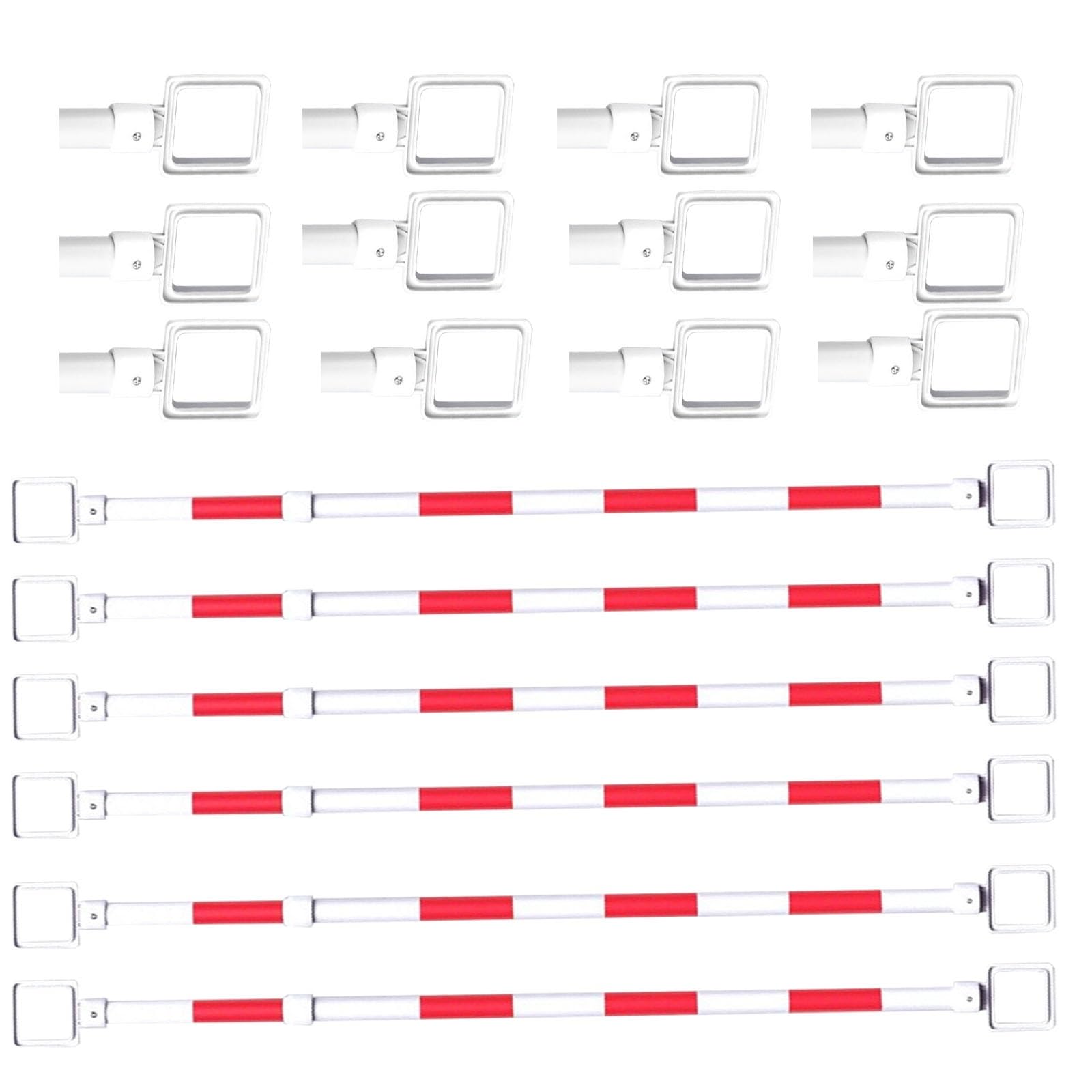 IUokLU 6pcs Retractable Traffic Cone Bars - Flexible Portable Barricade Rods with Reflective Stickers for Roadwork（Red-White-SquareRing）