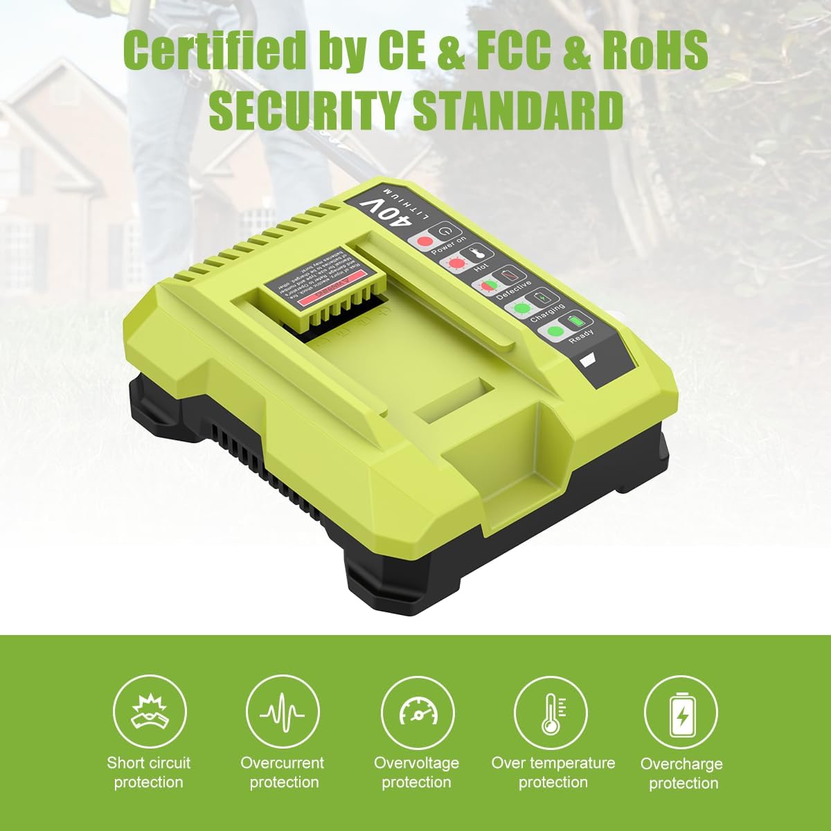 Powilling OP401 Fast Charger Replacement for Ryobi 40V Battery Charger Compatible with Ryobi 40V Battery OP4060 OP4050 OP4040 OP4030 OP4020 - Image 8