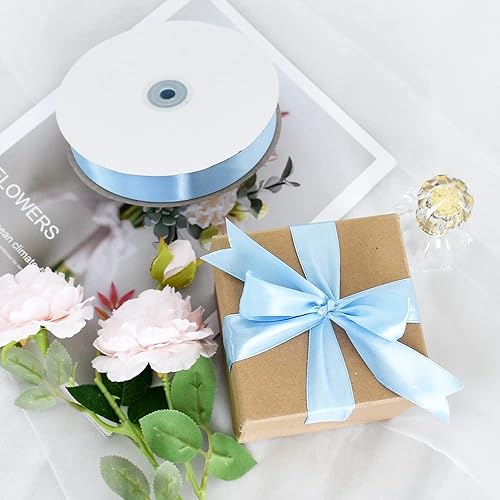 Vista 27 de TONIFUL - Rollo de listón de satén de color liso, para envolver regalos, manualidades, cabello, fiesta boda, tarjetas de invitación, ramos florales