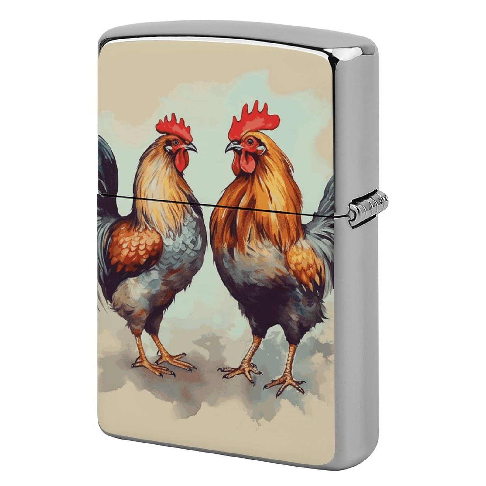 Rooster and Hen Lighter Case for Men, Personalized Lighter Cover for Valentine's Day Gifts, Flip-Top Lighters Shell for Outdoor, Portable Lighters Protective Sleeve