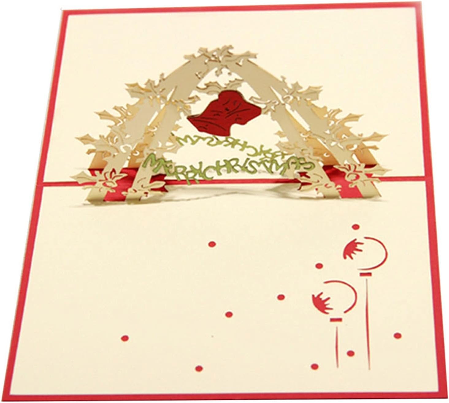 誕生日カード グリーティングカードクリスマスベルズ紙招待状グリーティングカードポストカードメリークリスマス子供クリエイティブギフト3dレーザーカット 手作り彫刻 超安い グリーティングカード 10pc Size