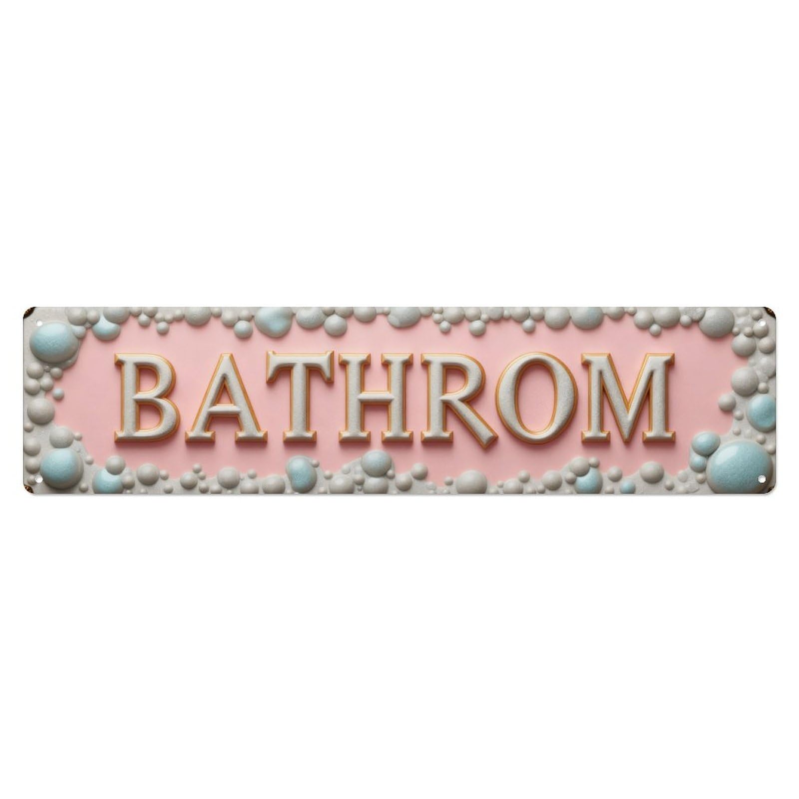 Bubbles Pink Background Text Metal Tin Sign Plaque