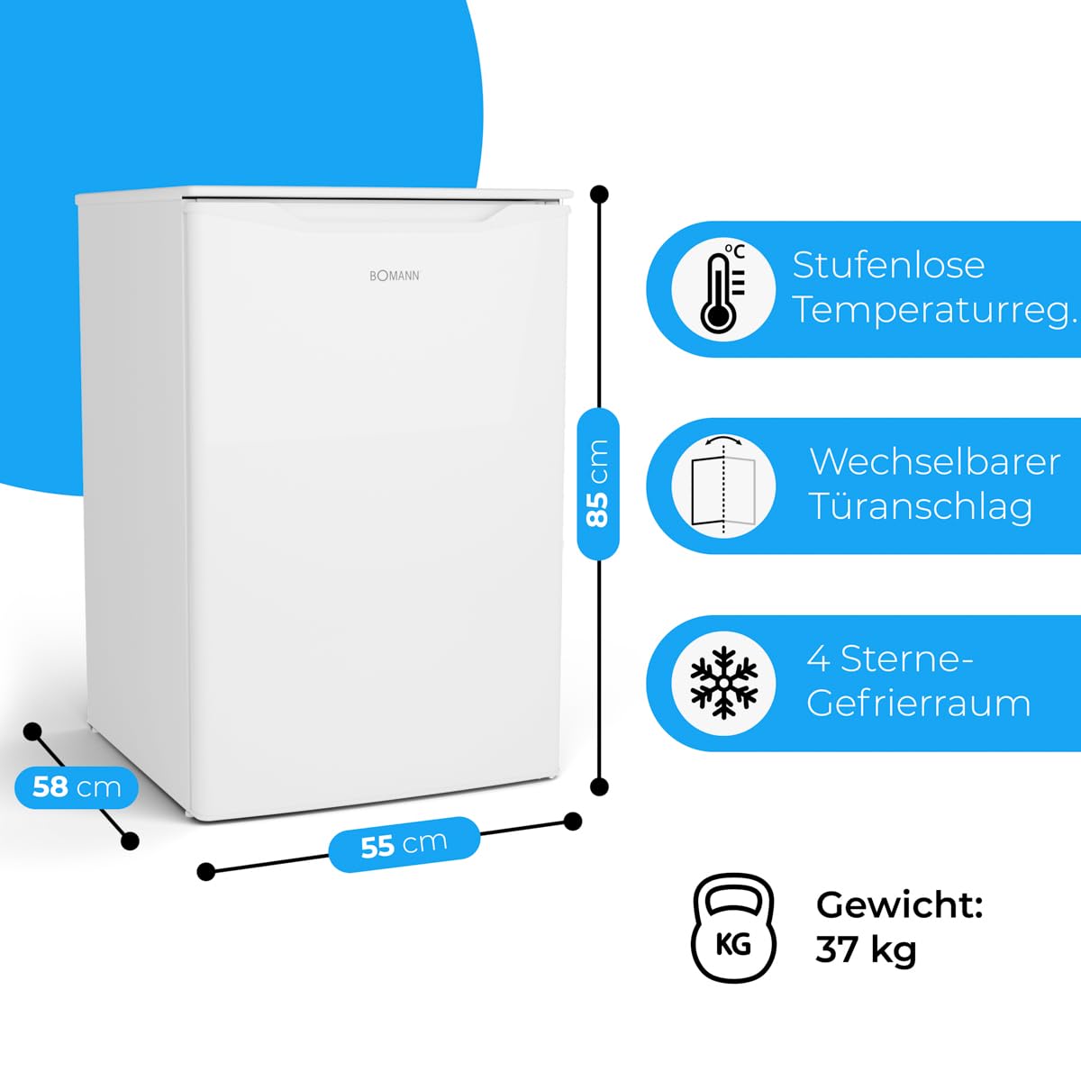 Bomann GS 7253 Gefrierschrank 87 L 4-Sterne-Gefrierfach weiß