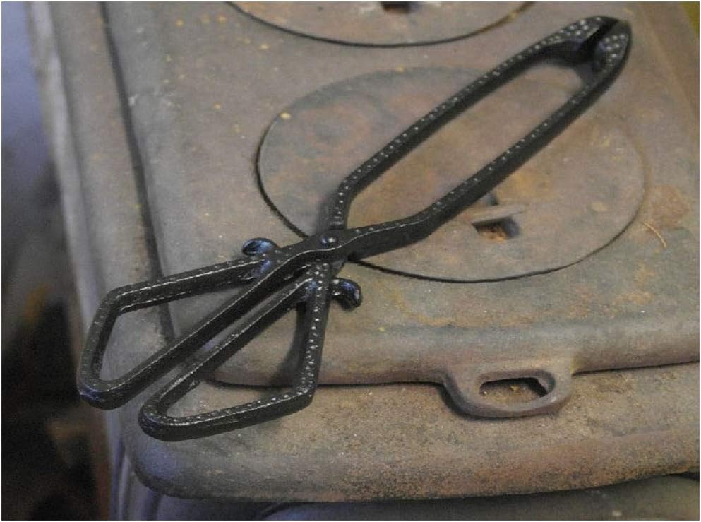 Black Iron Scissor Coal Tongs 13" Fireside Fireplace Fire Companion