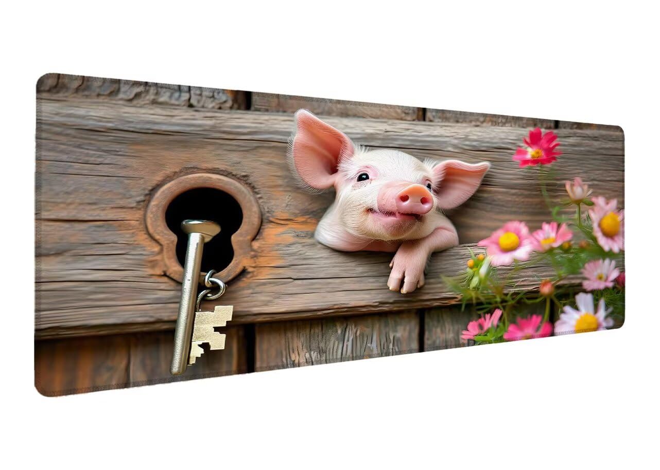 Alfombrilla Ratón, Alfombrilla Gaming Cerdo XXL 1200x600x3mm, Extendida Base de Antideslizante Caucho Mouse Pad Flor, Protector Escritorio con Bordes Cosidos, Mejora la precisión y la Velocidad C-2