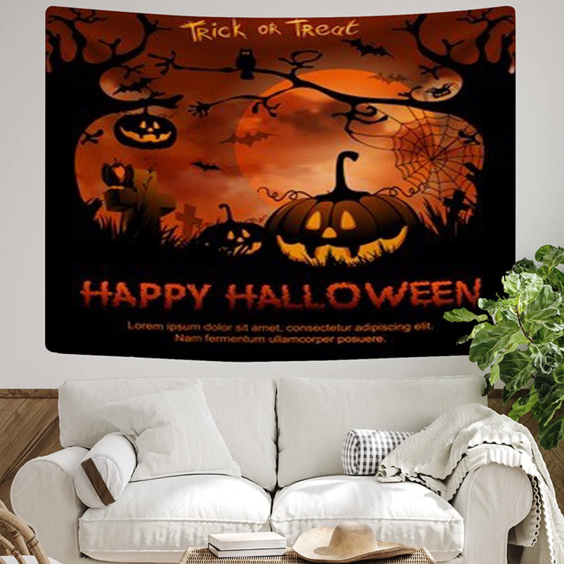 Amazon.co.jp: [KMBIGNK] タペストリー ハロウィーン 怖い夜 雰囲気