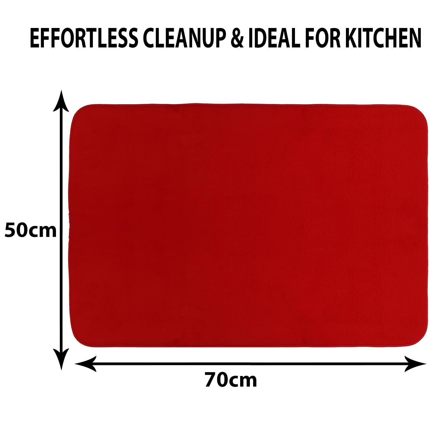 Kuber Industries Lot de 2 tapis de séchage pour vaisselle | Tapis de séchage réversible | Tapis absorbant | Tapis de séchage pour vaisselle de cuisine | 127 x 178 cm | Rose et rouge
