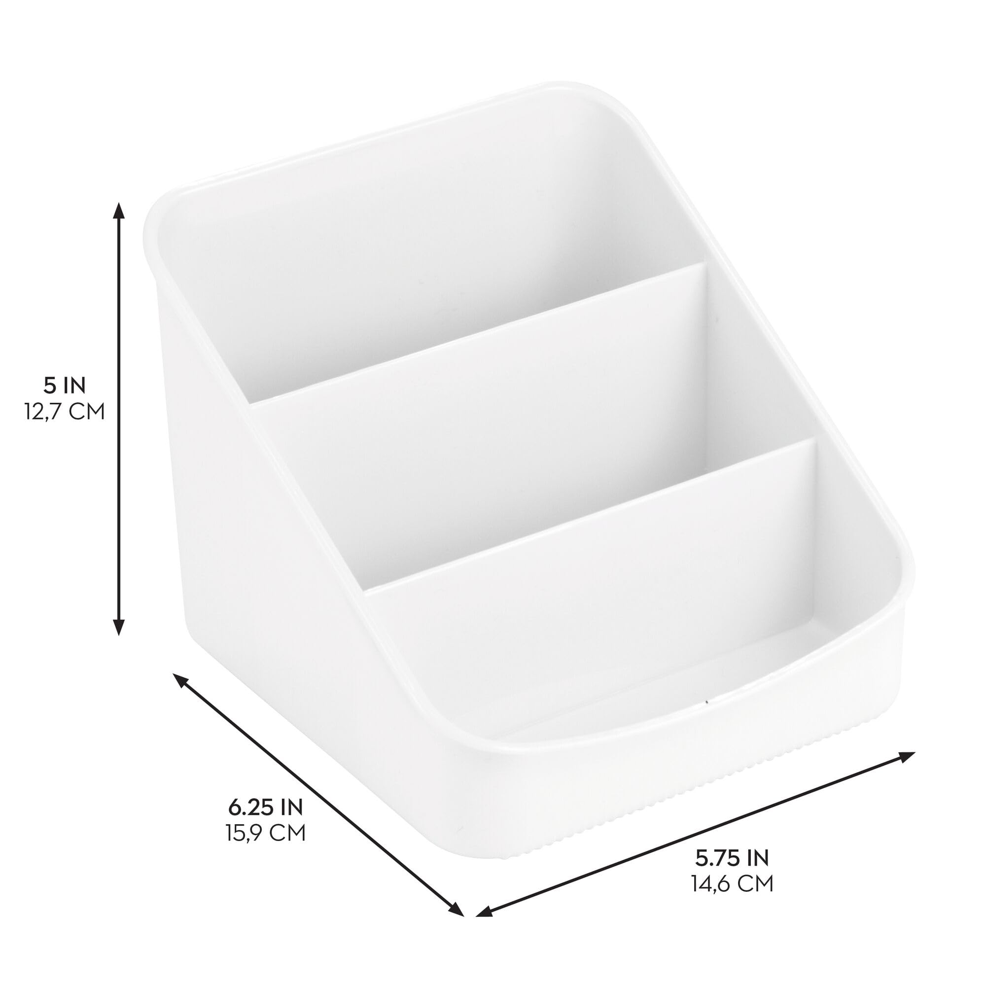 iDesign - Set di 4 organizer suddivisi in 3 sezioni per cucina e dispensa, colore: bianco