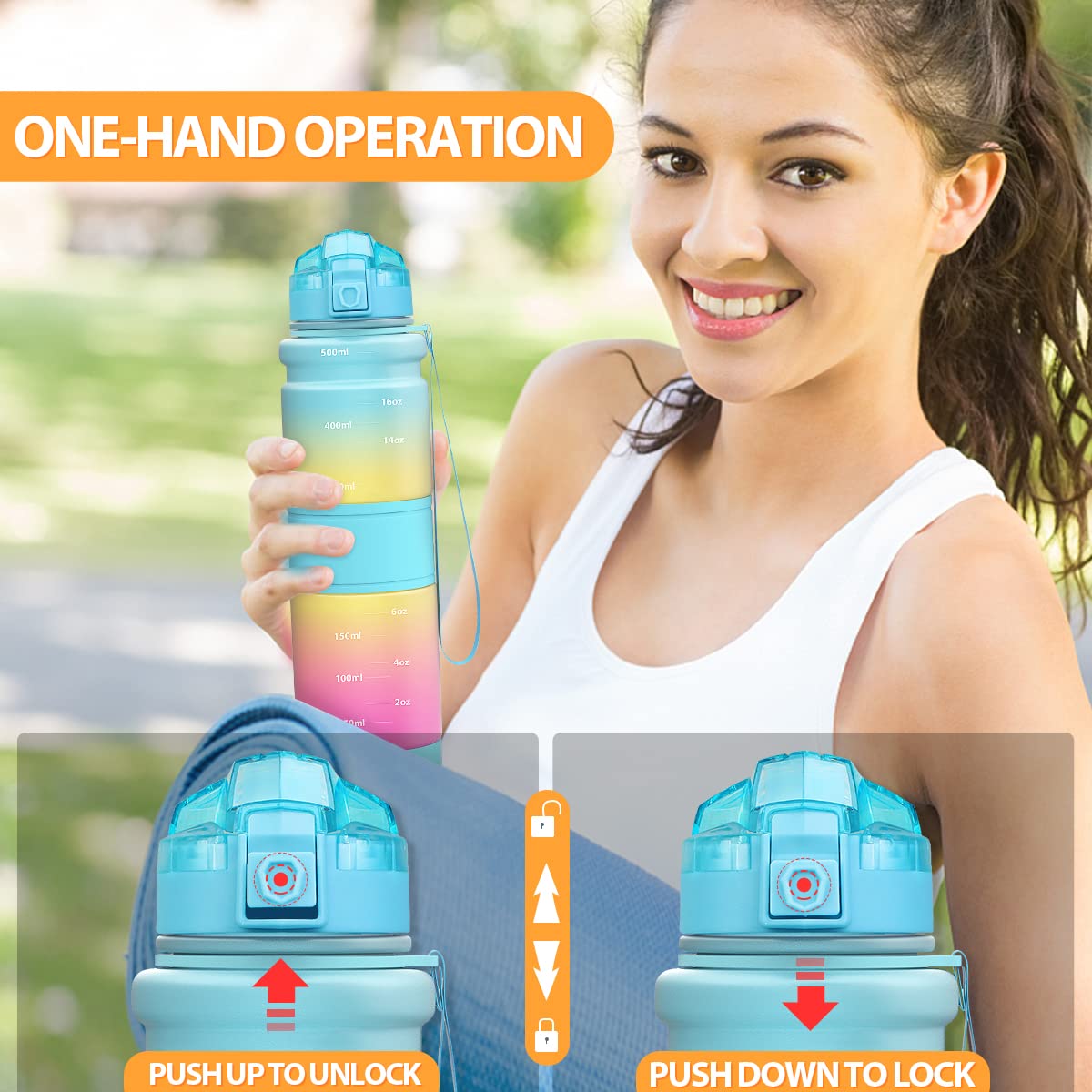 Visita la tienda de ZOUNICH ZOUNICH Botella Agua Deporte Botellas Agua Niños sin BPA, Reutilizable Tritan Plástico Ecologica con Filtro, 400ml/500ml700ml/1l, Cantimploras para Gimnasio, Bicicleta, Colegio, Oficina, Viajes in use