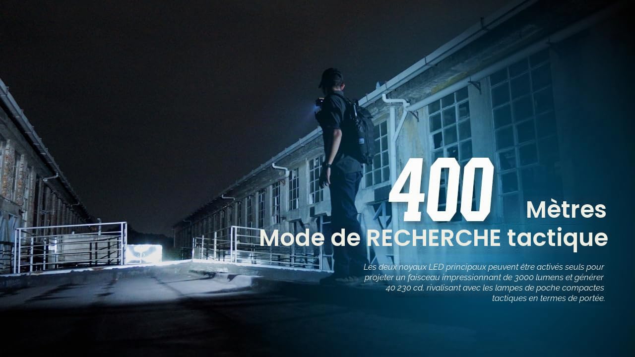 Nitecore Lampe de poche EDC29 Luminblade - Lampe de poche tactique LED rechargeable par USB - Extrêmement lumineuse - 6500 lumens - Jusqu'à 61 heures d'autonomie